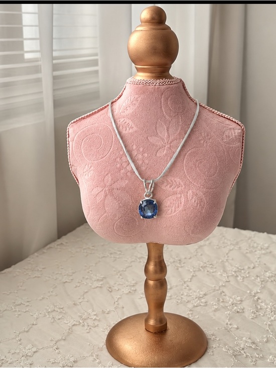 Jewelry - Natural Certified 23.35 Ct Blue Topaz 925 Sterling Silver Oval Cut necklace